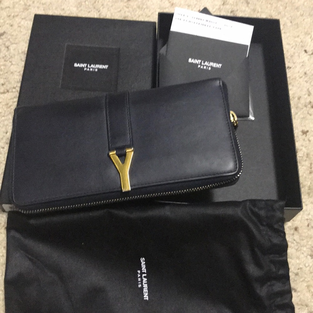 Ysl zip around wallet with gold hardware